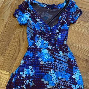Free People Dress Blue and Flower Gingham